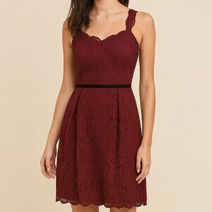 Loft Fully Lined Lace Dress Size 10P Wine Color EUC